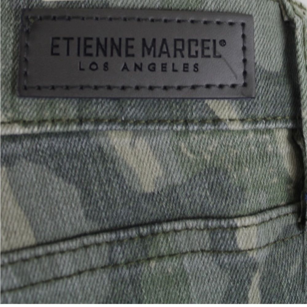 Etienne Marcel Camo Skinny Jeans Red Zipper Pockets Raw Cut Hemline Size 30 - Picture 6 of 7